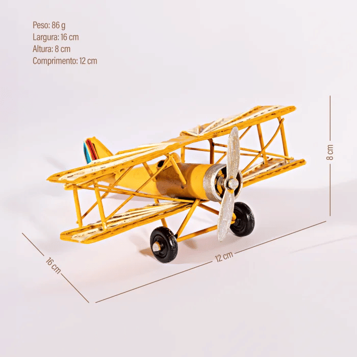 Avião Decorativo Amarelo Queimado Avião Decorativo Amarelo Queimado