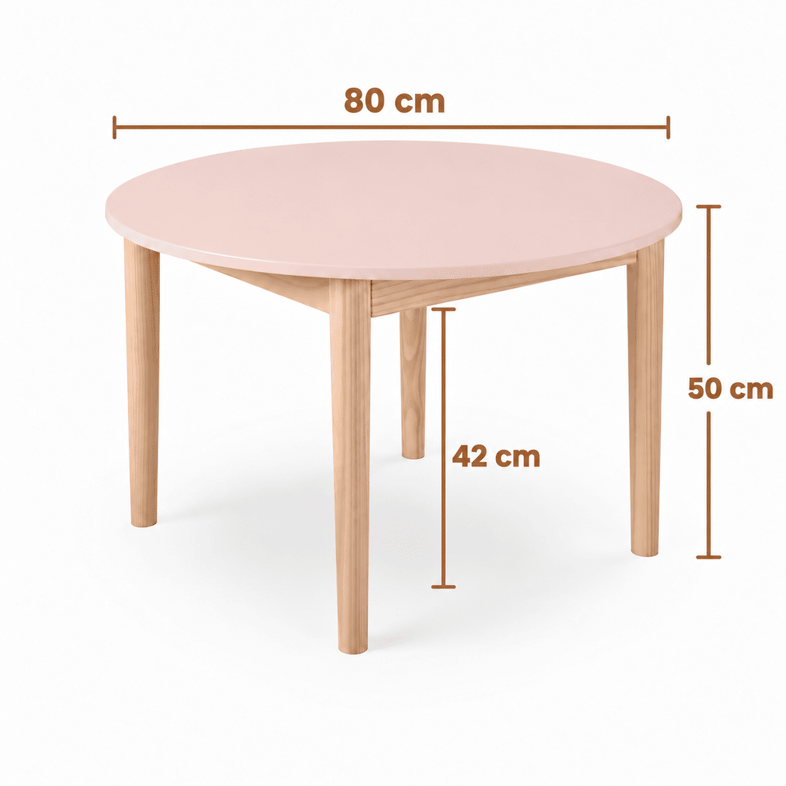 Mesa Infantil Redonda de Madeira Maciça 80cm Rosa Mesa Infantil Redonda de Madeira Maciça 80cm Rosa