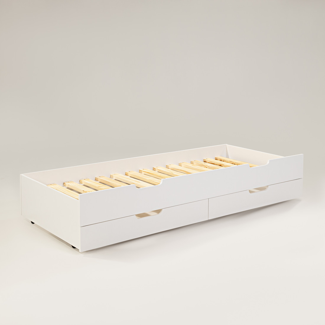 Cama Auxiliar com Duas Gavetas de Madeira Maciça Cor Branca Cama Auxiliar com Duas Gavetas de Madeira Maciça Cor Branca