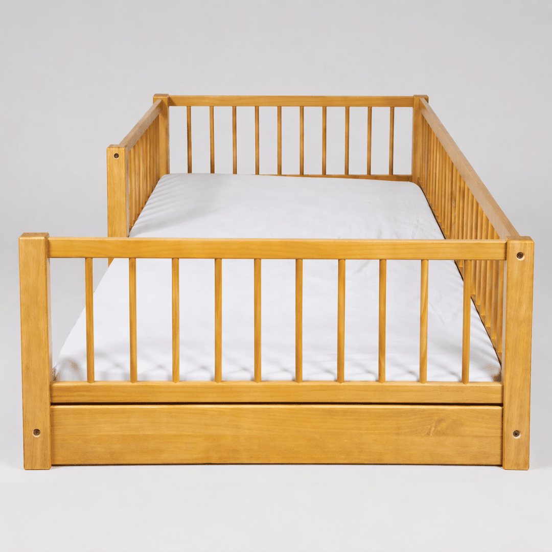 Cama Infantil de Solteiro Montessoriana Bloomie em Madeira Maciça Pinus Mel