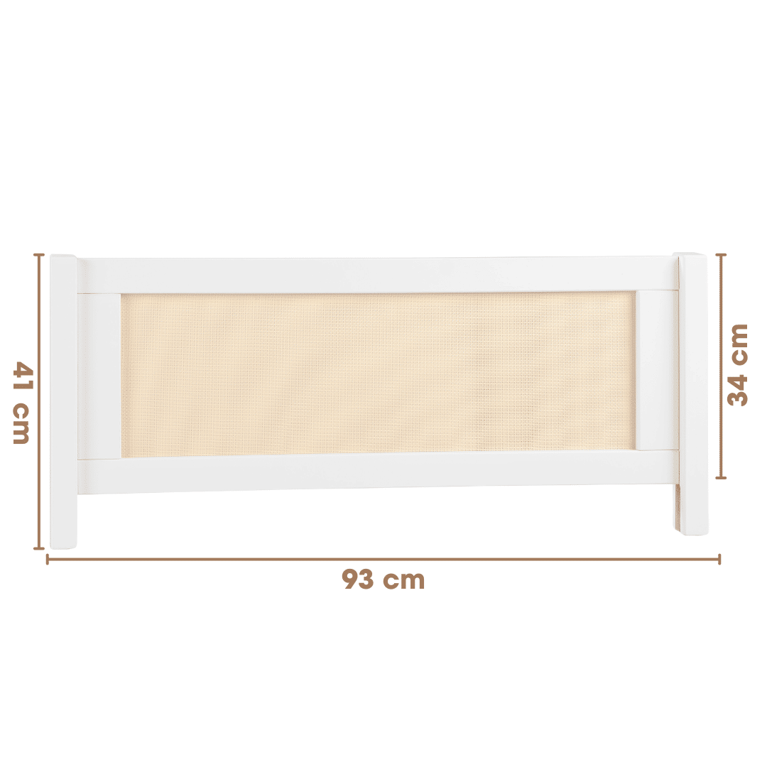 Grade de Proteção Adicional para Cama Infantil na Cor Branca Com Rattan Grade de Proteção Adicional para Cama Infantil na Cor Branca Com Rattan