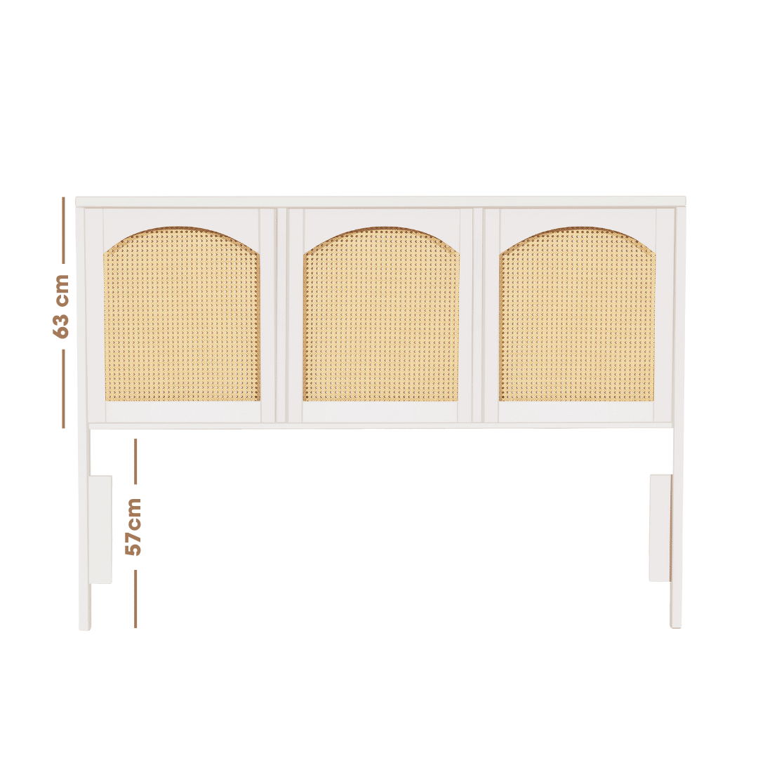 Cabeceira de Cama QUEEN 166cm Arcs Madeira e Rattan na Cor Branca Cabeceira de Cama QUEEN 166cm Arcs Madeira e Rattan na Cor Branca