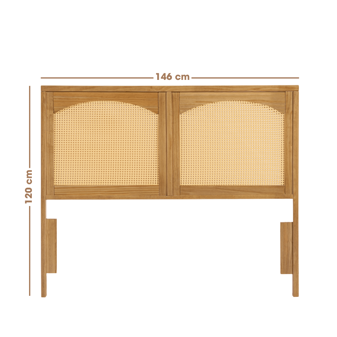 Cabeceira de Cama CASAL 146cm Arcs Madeira e Rattan Cabeceira de Cama CASAL 146cm Arcs Madeira e Rattan