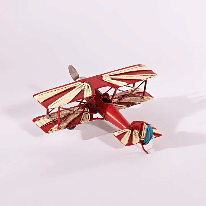 Avião Decorativo Branco e Vermelho