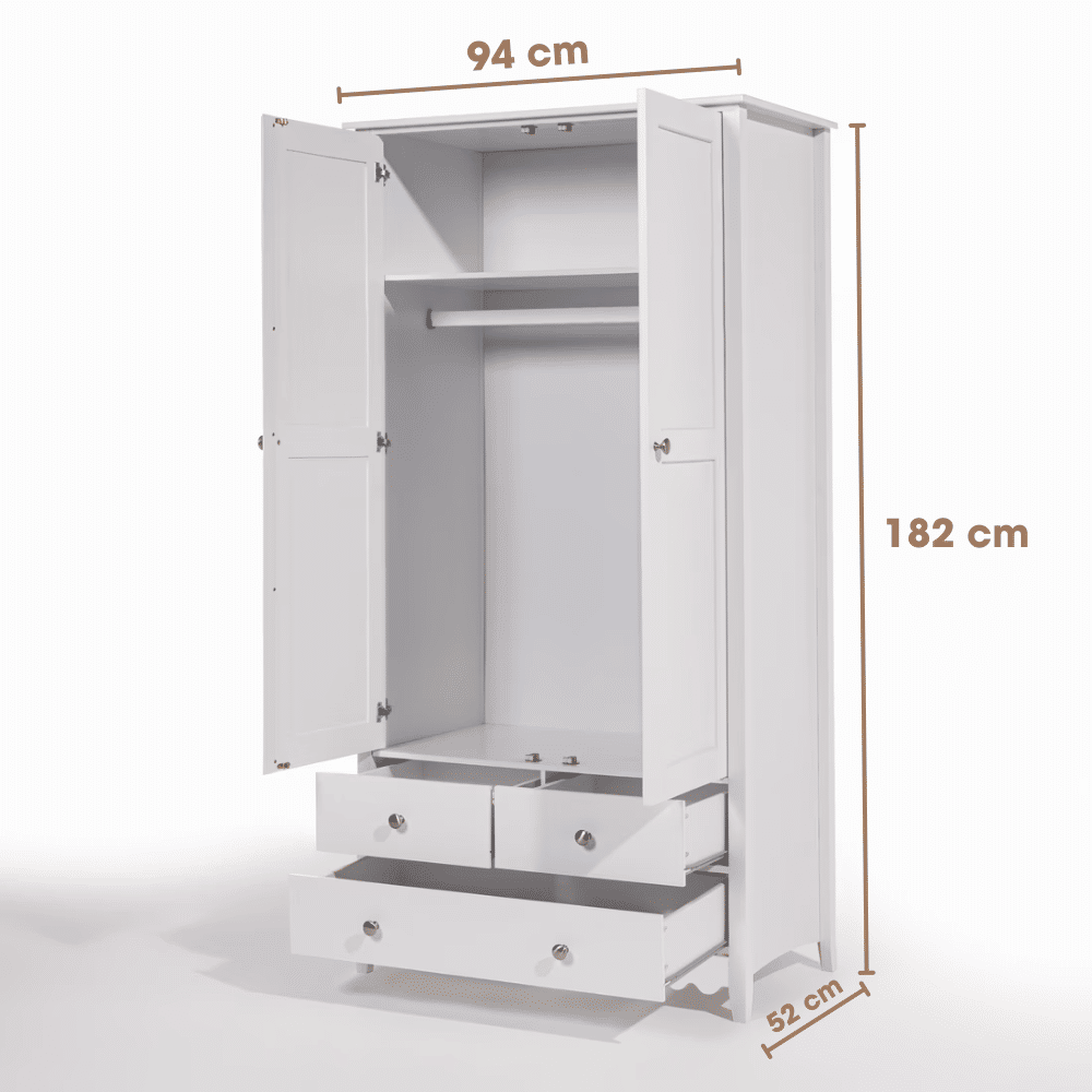 Roupeiro Pop 2 portas e 3 gavetas Branco Roupeiro Pop 2 portas e 3 gavetas Branco