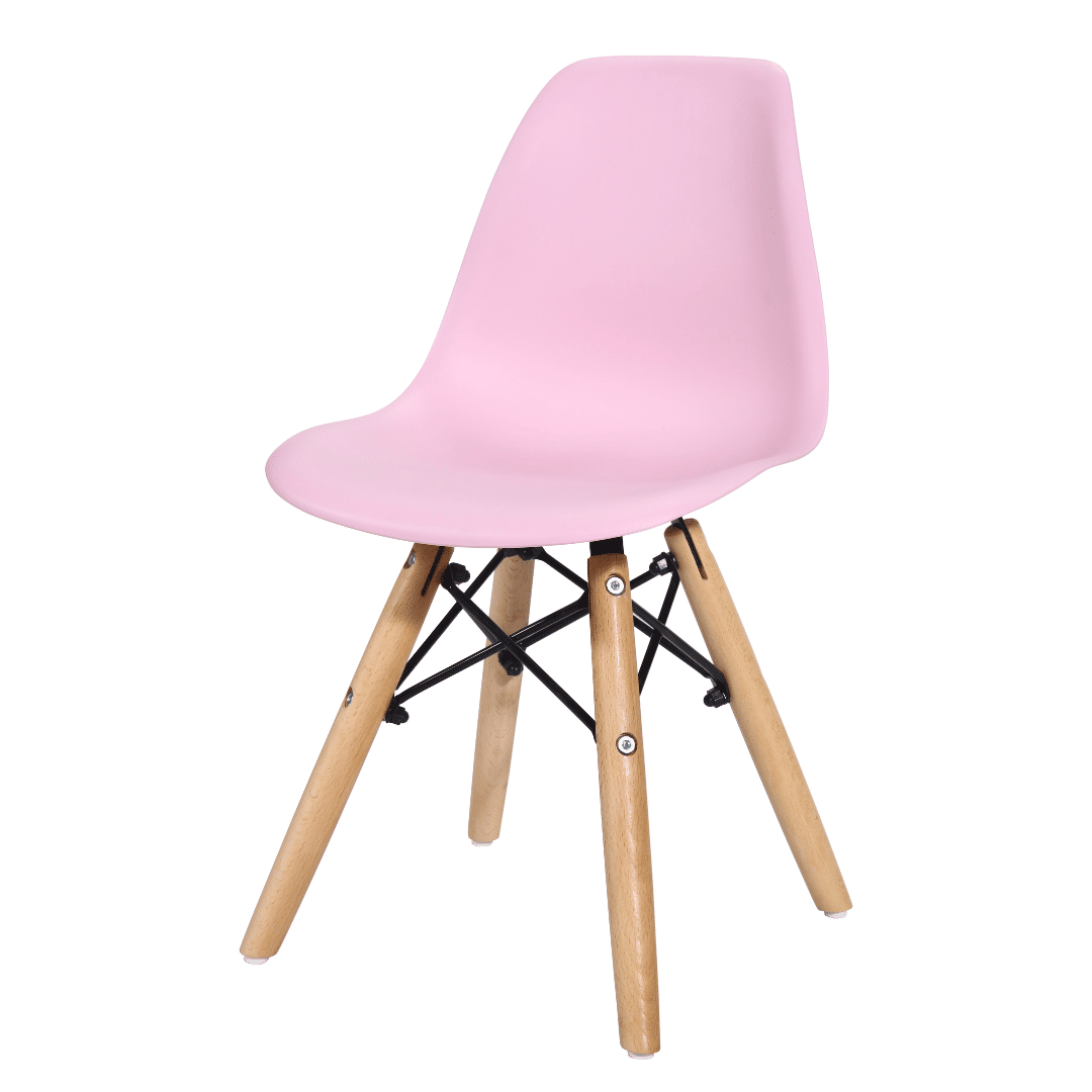 Cadeira Infantil Mavie em Polipropileno com Pés de Madeira Rosa Cadeira Infantil Mavie em Polipropileno com Pés de Madeira Rosa