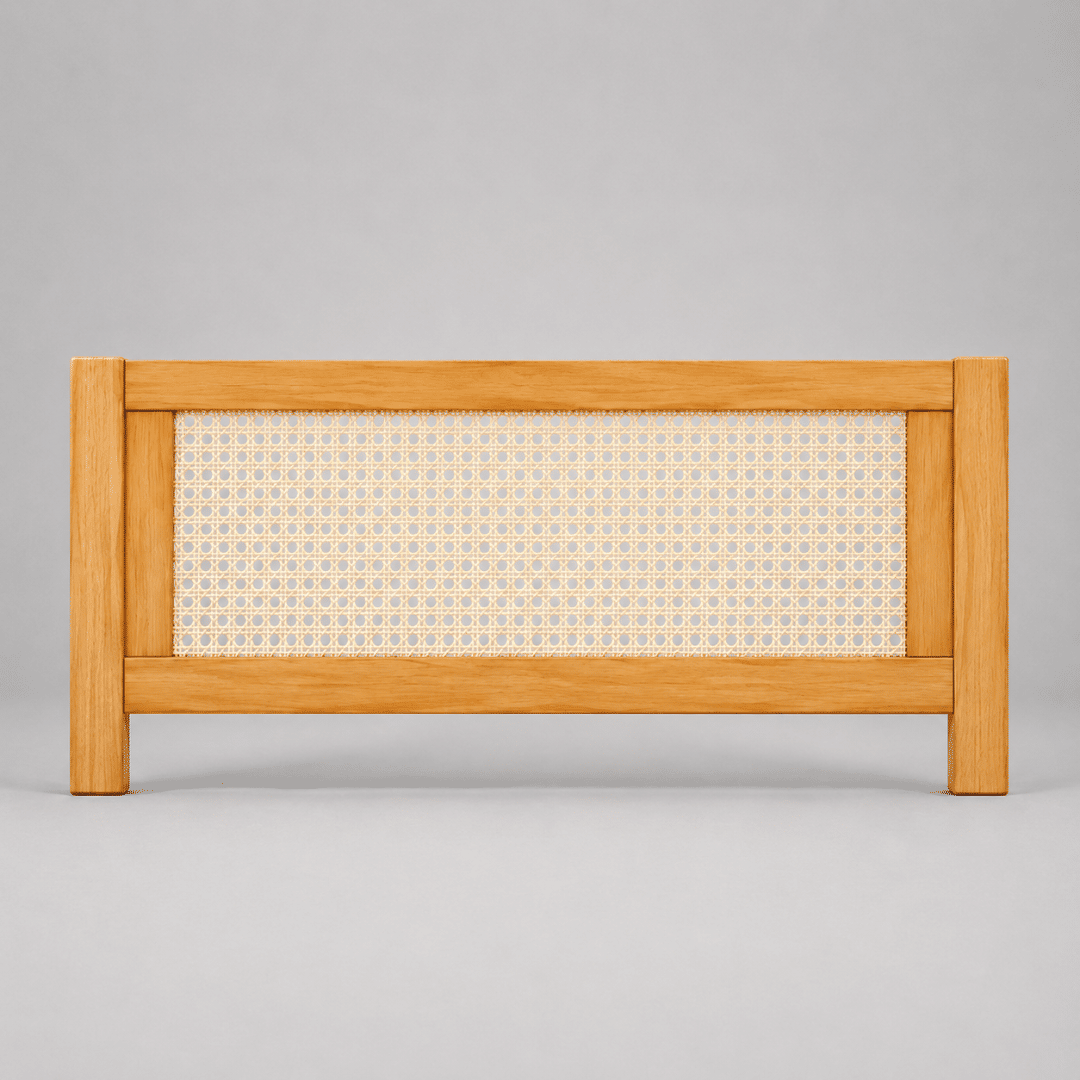 Grade de Proteção Adicional para Cama Infantil em Madeira Maciça Pinus Mel Com Rattan Natural 93x41cm Grade de Proteção Adicional para Cama Infantil em Madeira Maciça Pinus Mel Com Rattan Natural 93x41cm