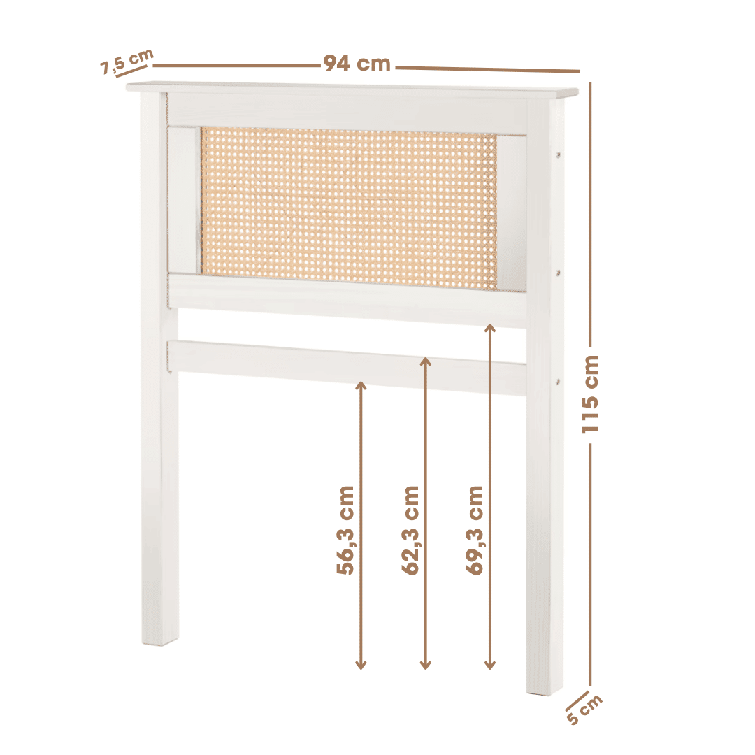 Kit Cabeceira SOLTEIRO + Mesa de Cabeceira 1 Gaveta de Rattan Nature na Cor Branca Kit Cabeceira SOLTEIRO + Mesa de Cabeceira 1 Gaveta de Rattan Nature na Cor Branca