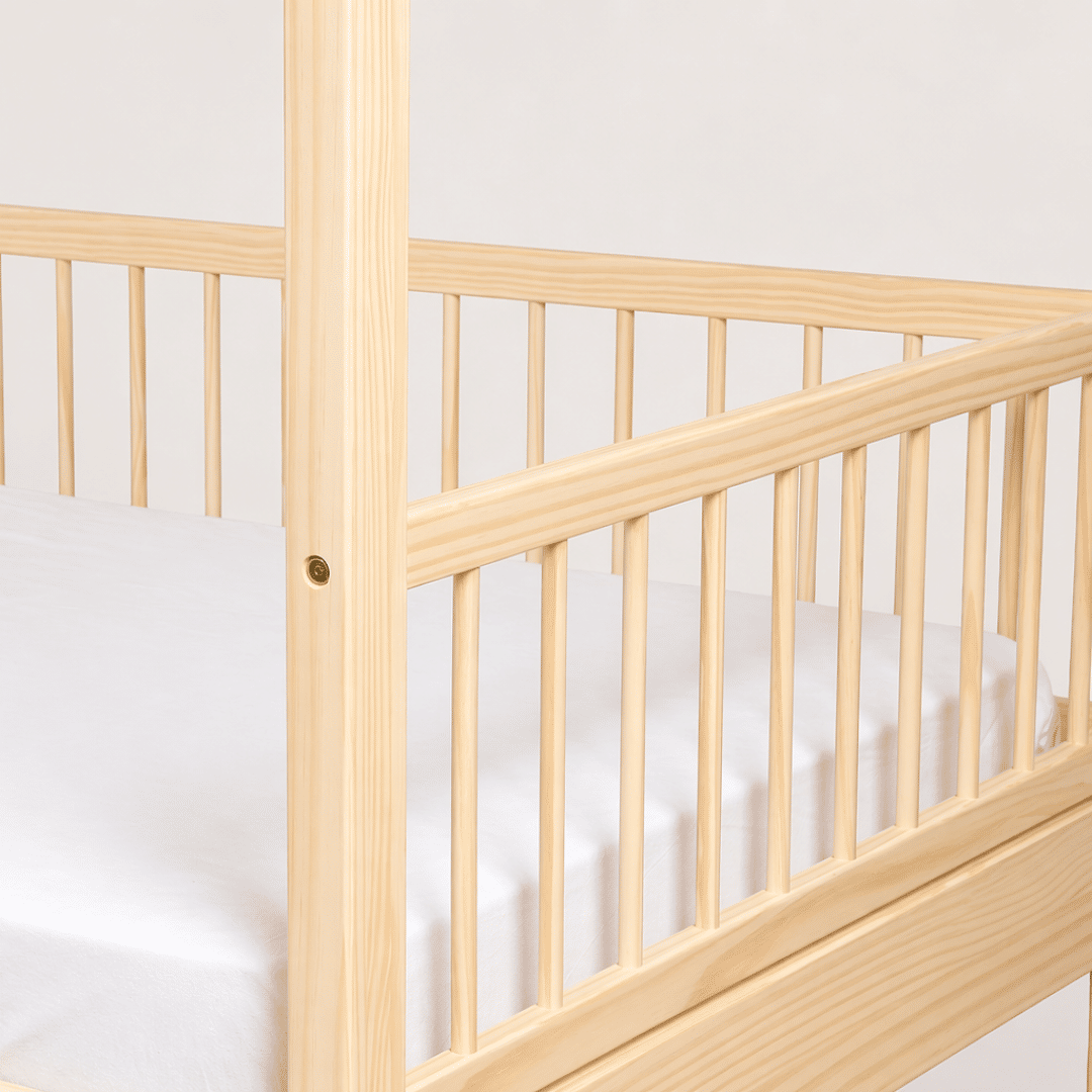 Cama Infantil Casinha Com Cama Auxiliar Bloomie em Madeira Maciça Pinus Natural Cama Infantil Casinha Com Cama Auxiliar Bloomie em Madeira Maciça Pinus Natural