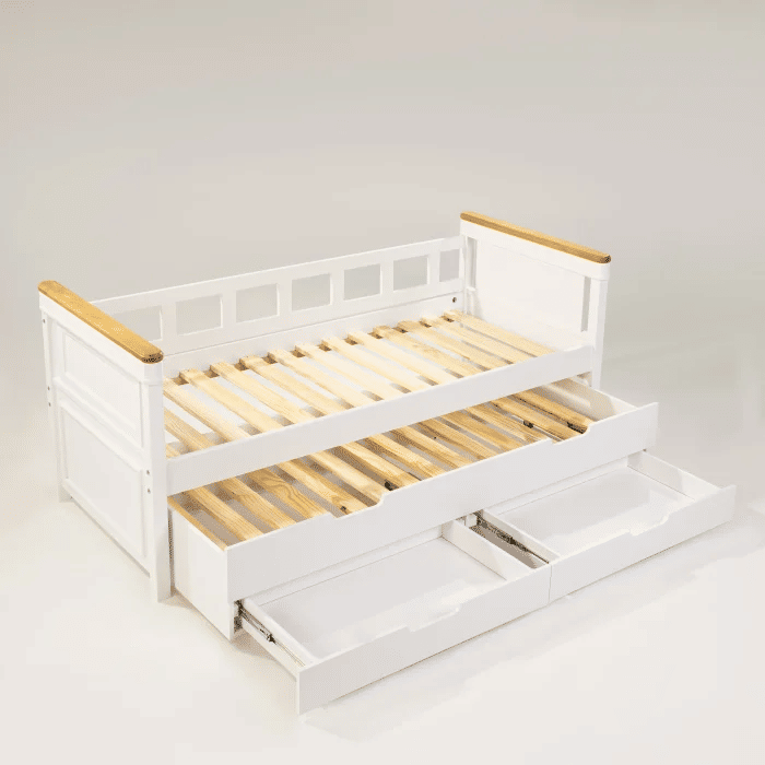 Sofá Cama Encanto com Cama Auxiliar Branco + Mel Sofá Cama Encanto com Cama Auxiliar Branco + Mel
