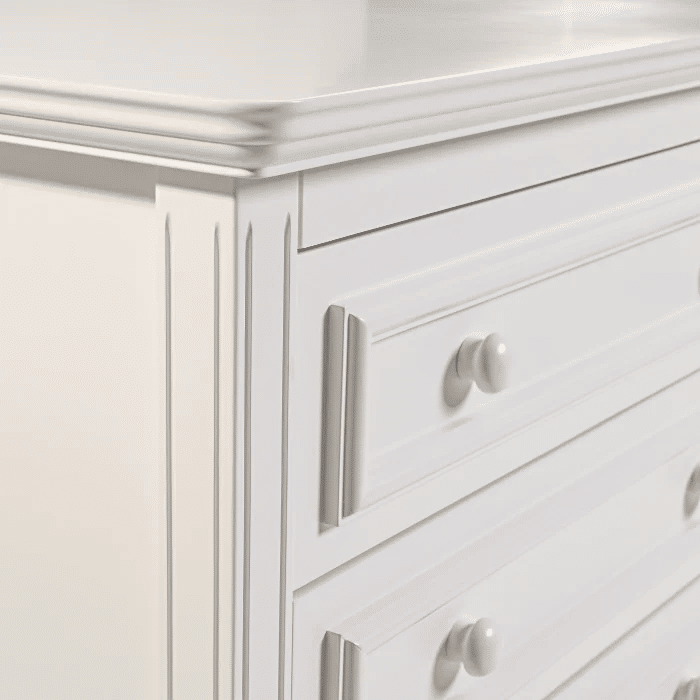 Kit Berço 3 em 1 + Cômoda 4 gavetas e 1 Porta com Rattan Branco | Linha Feliz + 1,2,3