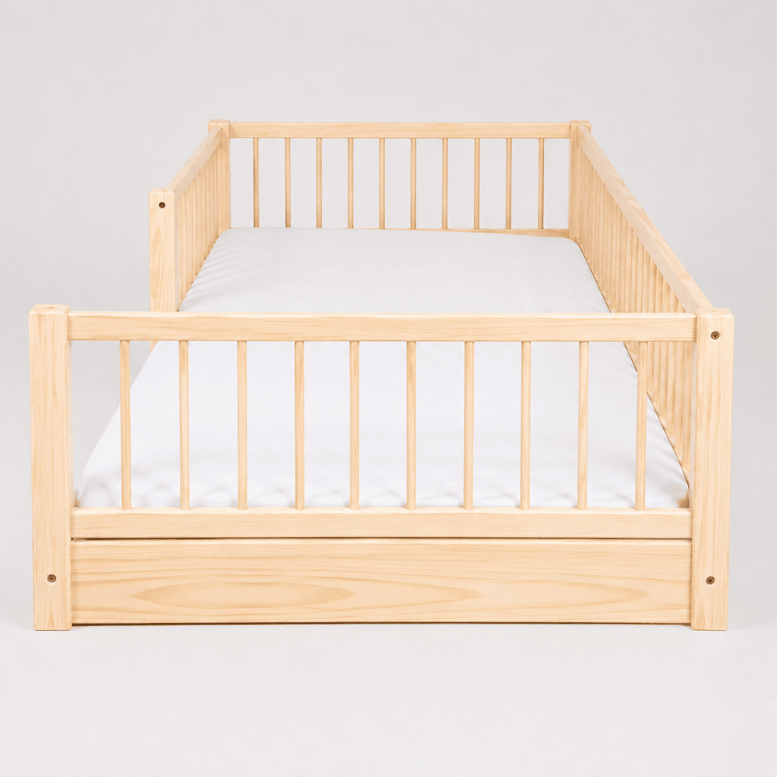 Cama Infantil de Solteiro Montessori em Madeira Maciça Pinus Natural