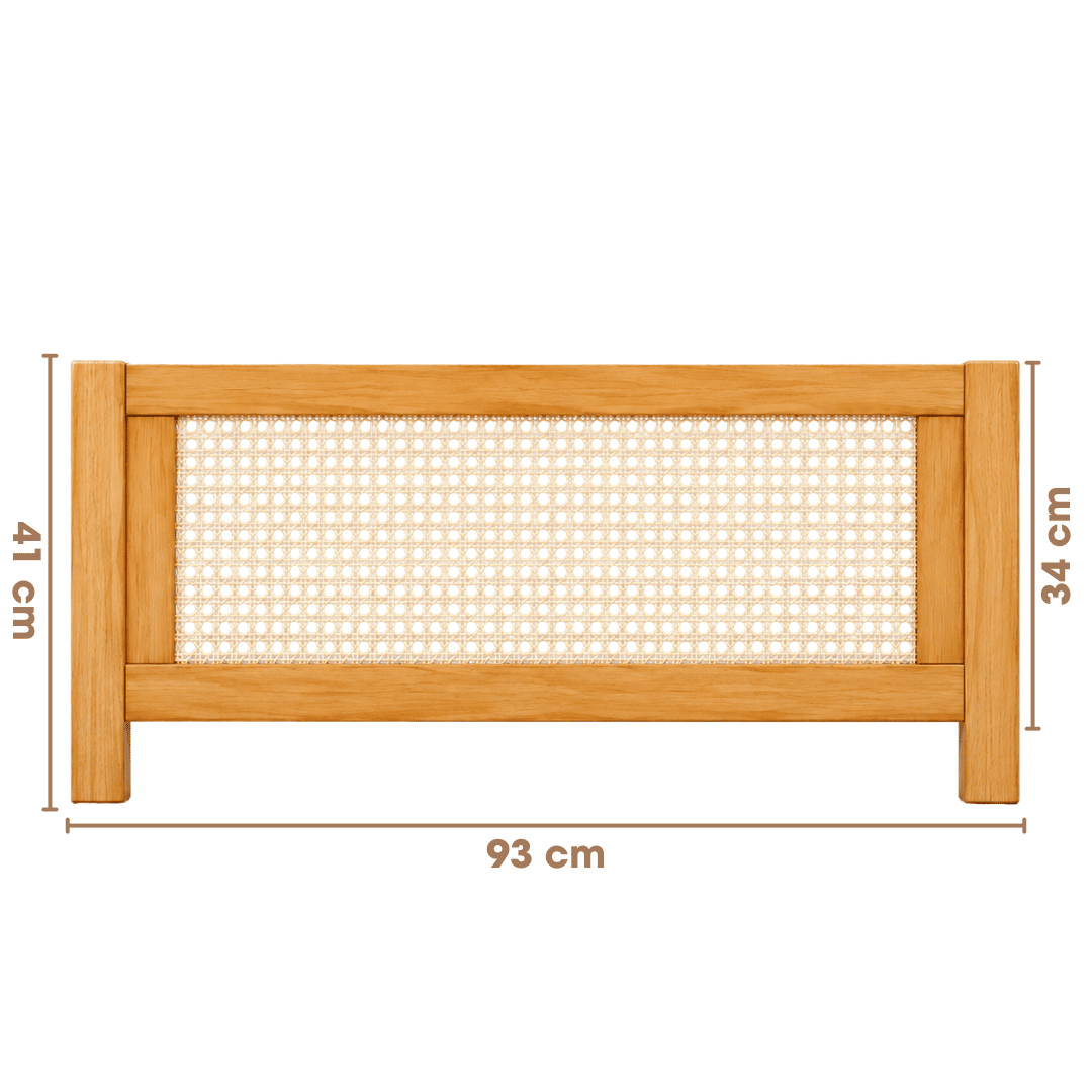 Grade de Proteção Adicional para Cama Infantil em Madeira Maciça Pinus Mel Com Rattan Natural 93x41cm Grade de Proteção Adicional para Cama Infantil em Madeira Maciça Pinus Mel Com Rattan Natural 93x41cm