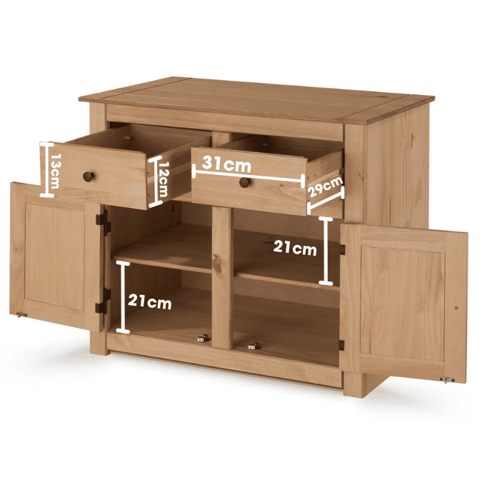 Balcão Buffet Tarumã de Madeira Maciça com 2 Gavetas e 2 Portas Design Clássico Balcão Buffet Tarumã de Madeira Maciça com 2 Gavetas e 2 Portas Design Clássico