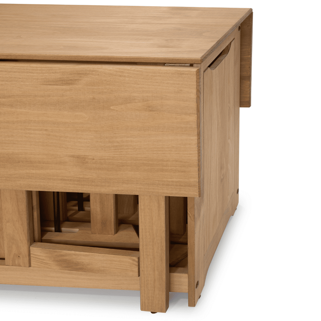 Mesa Dobrável Borboleta com 4 Cadeiras em Madeira Maciça de Pinus Cera