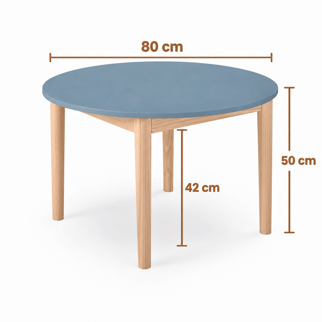 Mesa Infantil Redonda de Madeira Maciça 80cm Azul Mesa Infantil Redonda de Madeira Maciça 80cm Azul