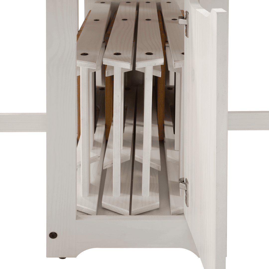 Mesa Dobrável Borboleta com 4 Cadeiras em Madeira Maciça de Pinus Branco Cera