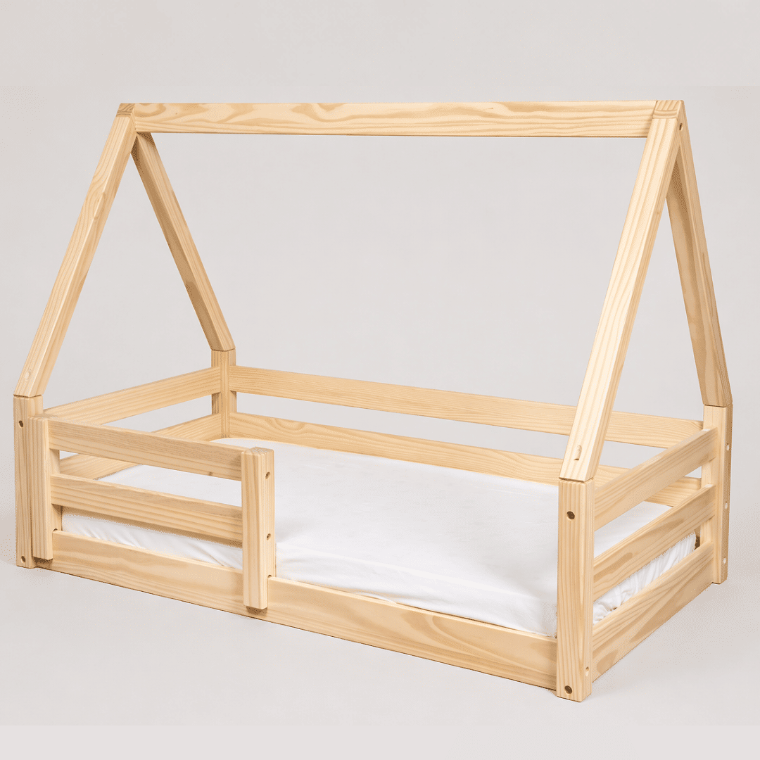 Mini Cama Infantil Montessoriana Casinha Bloomie em Madeira Maciça Pinus Natural