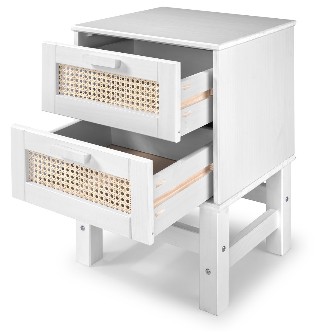 Mesa de Cabeceira Nature Rattan 02 Gavetas na Cor Branca