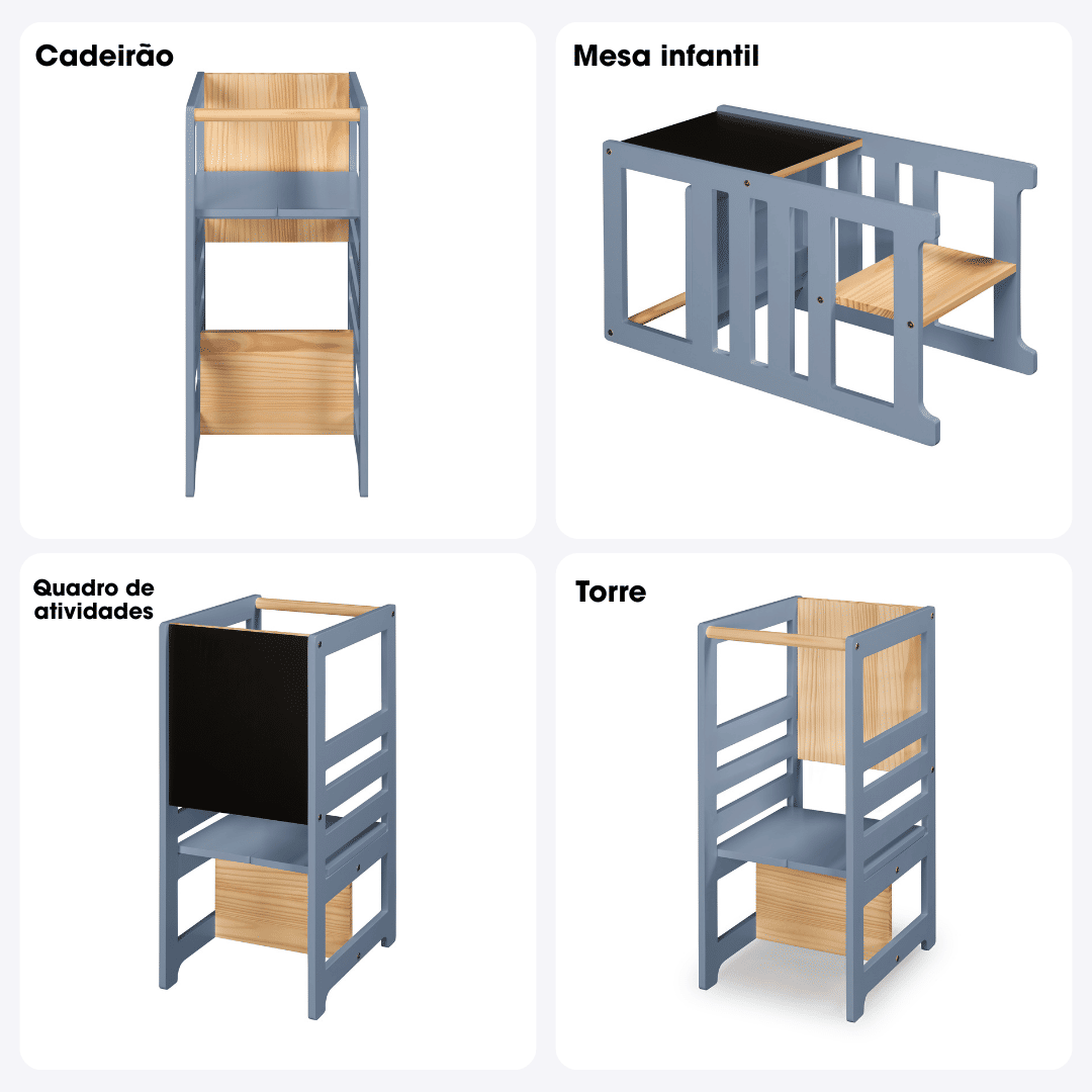 Torre de Aprendizagem Montessoriana 4 em 1 Azul Torre de Aprendizagem Montessoriana 4 em 1 Azul