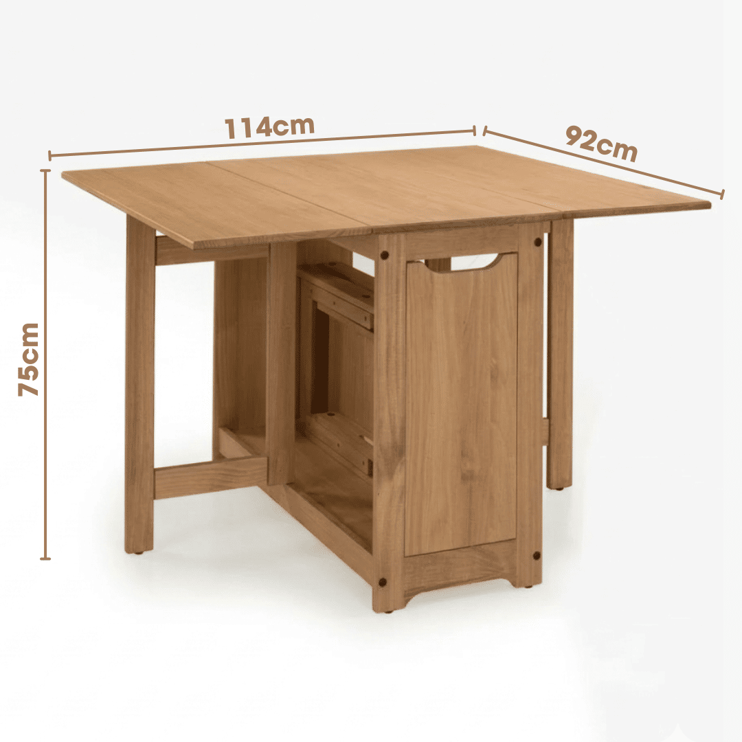 Mesa Dobrável Borboleta com 4 Cadeiras em Madeira Maciça de Pinus Cera