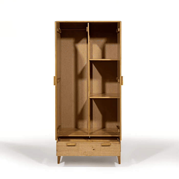 Roupeiro Alamo 2 Portas e 1 Gaveta em Madeira Natural Roupeiro Alamo 2 Portas e 1 Gaveta em Madeira Natural