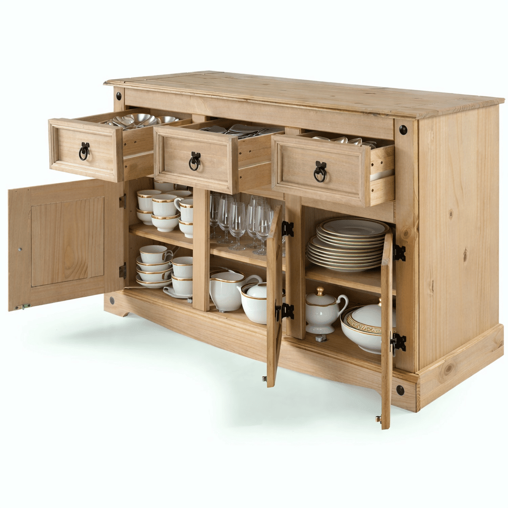 Balcão Buffet Grande em Madeira Maciça 3 Gavetas e 3 Portas