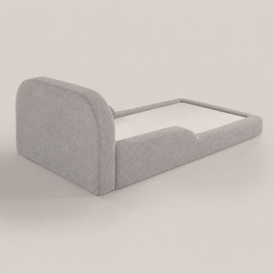 Cama Infantil de Solteiro Montessori em Espuma D28 Bouclé Cinza com Colchão Cama Infantil de Solteiro Montessori em Espuma D28 Bouclé Cinza com Colchão