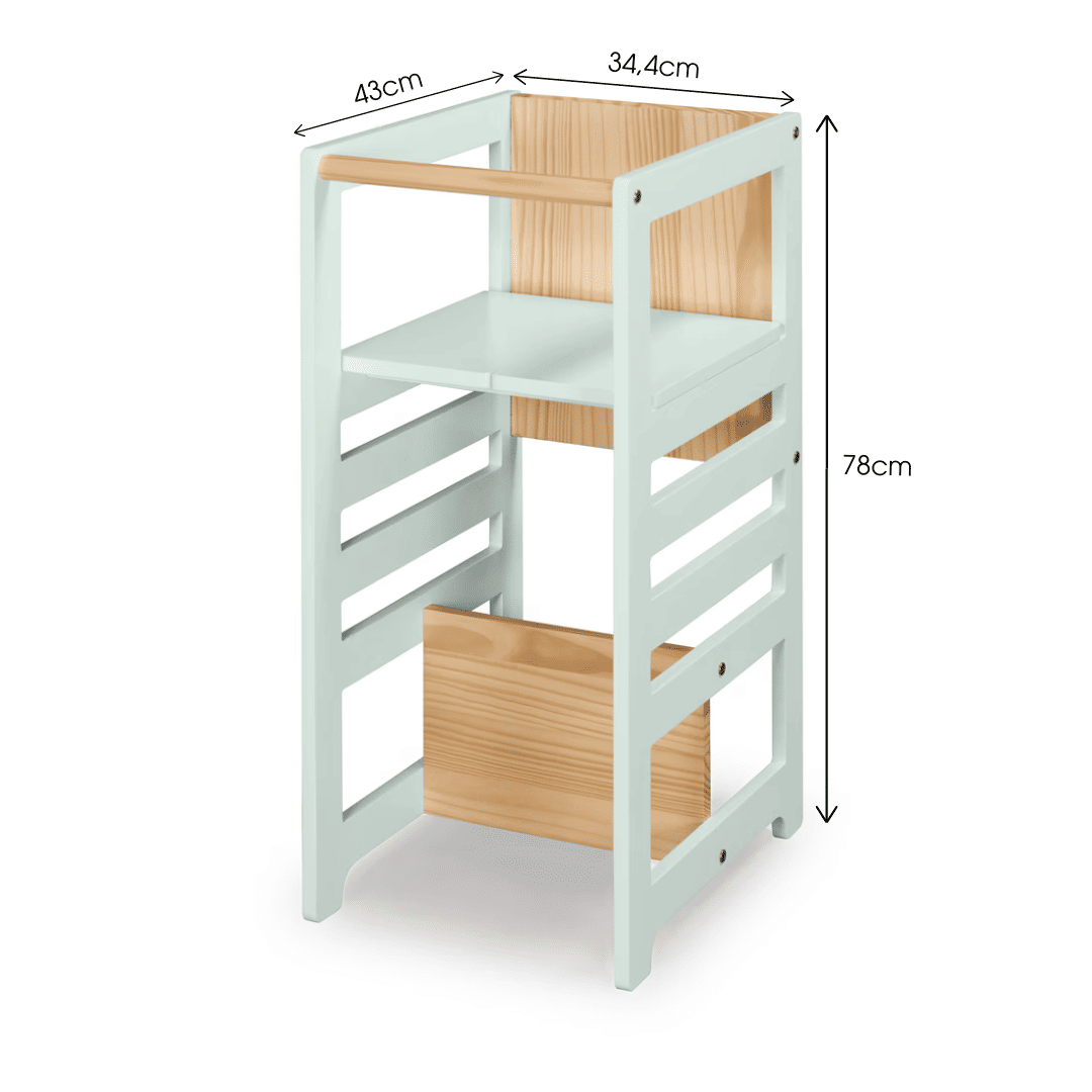 Torre de Aprendizagem Montessori 4 em 1 Verde Cadeirão Ajustável, Mesinha de Atividades, Quadro de Desenhos Torre de Aprendizagem Montessori 4 em 1 Verde Cadeirão Ajustável, Mesinha de Atividades, Quadro de Desenhos