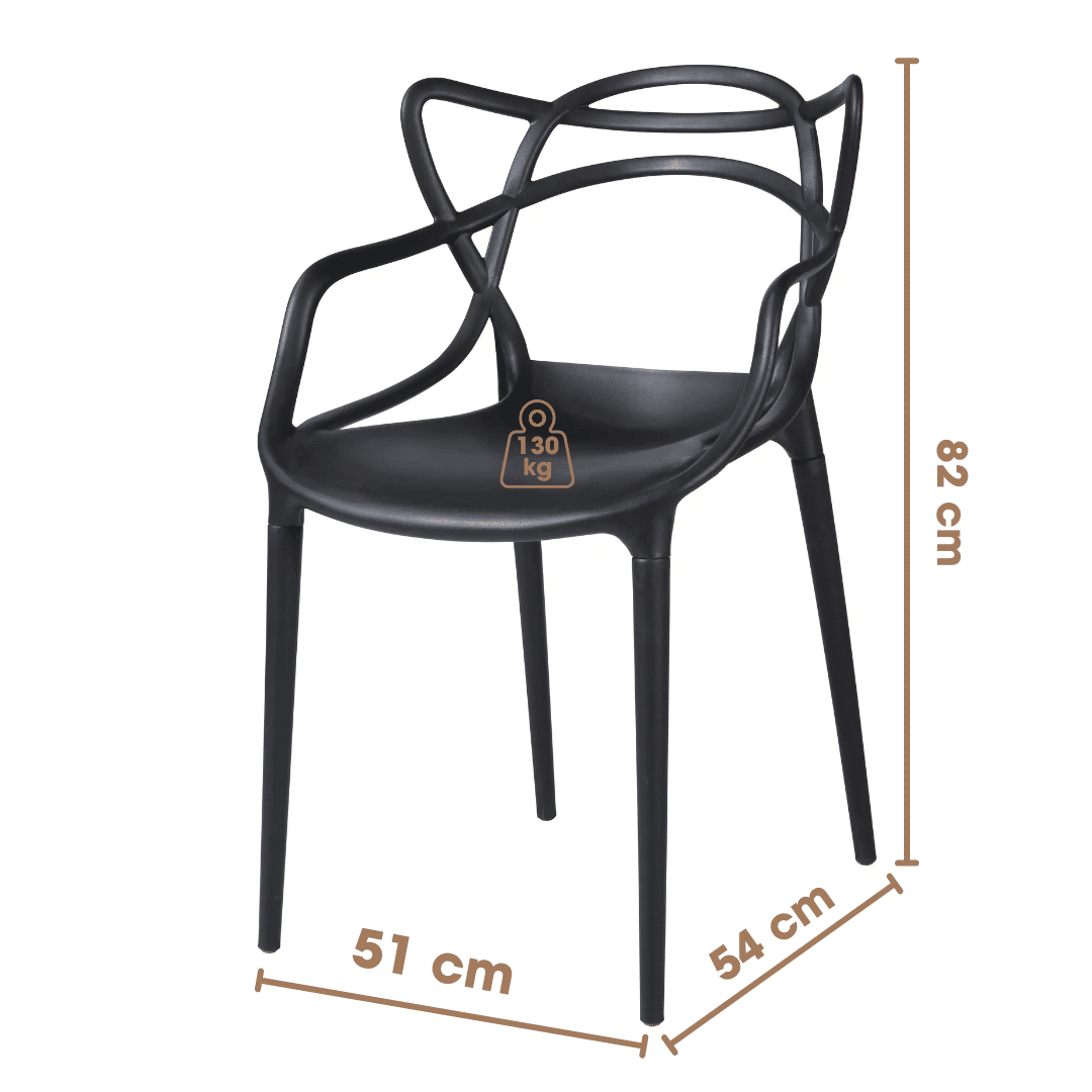 Cadeira Amalfi em Polipropileno com Detalhes Orgânicos Preta Cadeira Amalfi em Polipropileno com Detalhes Orgânicos Preta