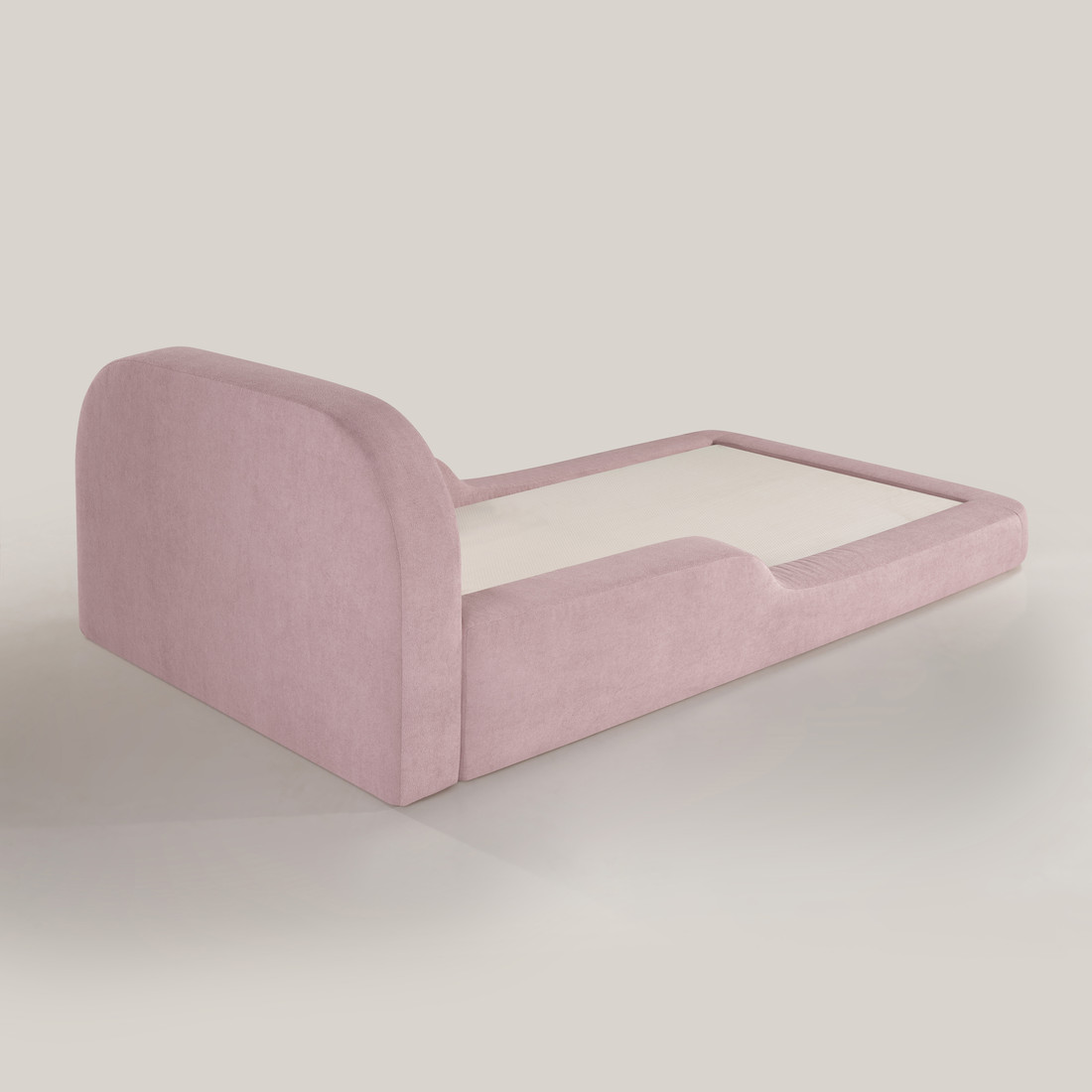 Cama Infantil de Solteiro Montessori em Espuma D28 Bouclé Rosa com Colchão Cama Infantil de Solteiro Montessori em Espuma D28 Bouclé Rosa com Colchão