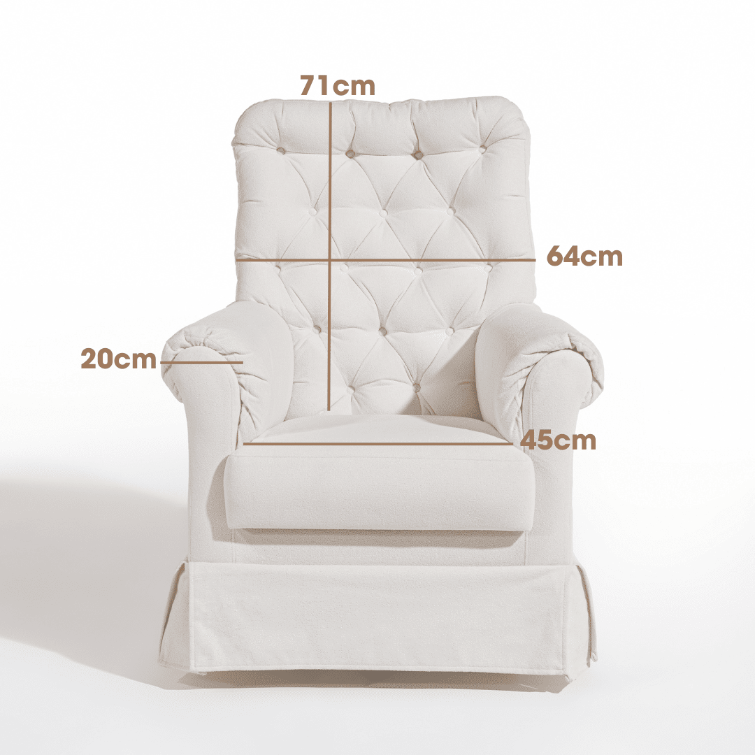 Poltrona de Amamentação Mommy com Balanço e Puff Bouclé Branco Poltrona de Amamentação Mommy com Balanço e Puff Bouclé Branco