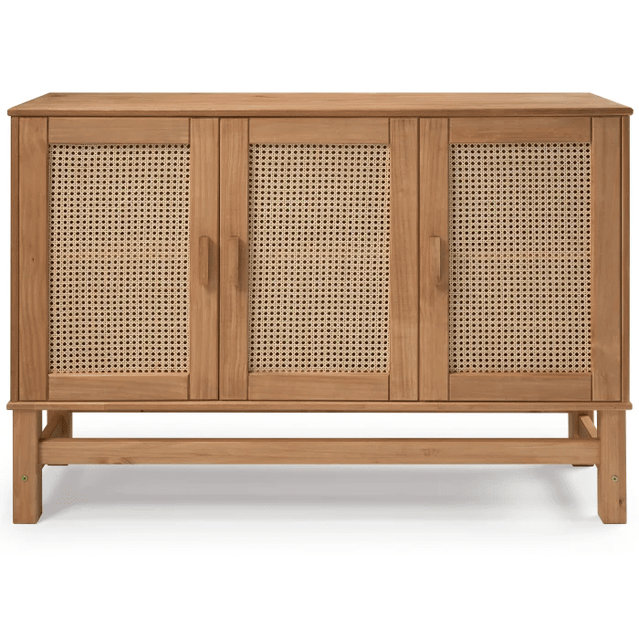 Balcão Buffet Nature em Madeira e Rattan Natural 03 Portas Balcão Buffet Nature em Madeira e Rattan Natural 03 Portas