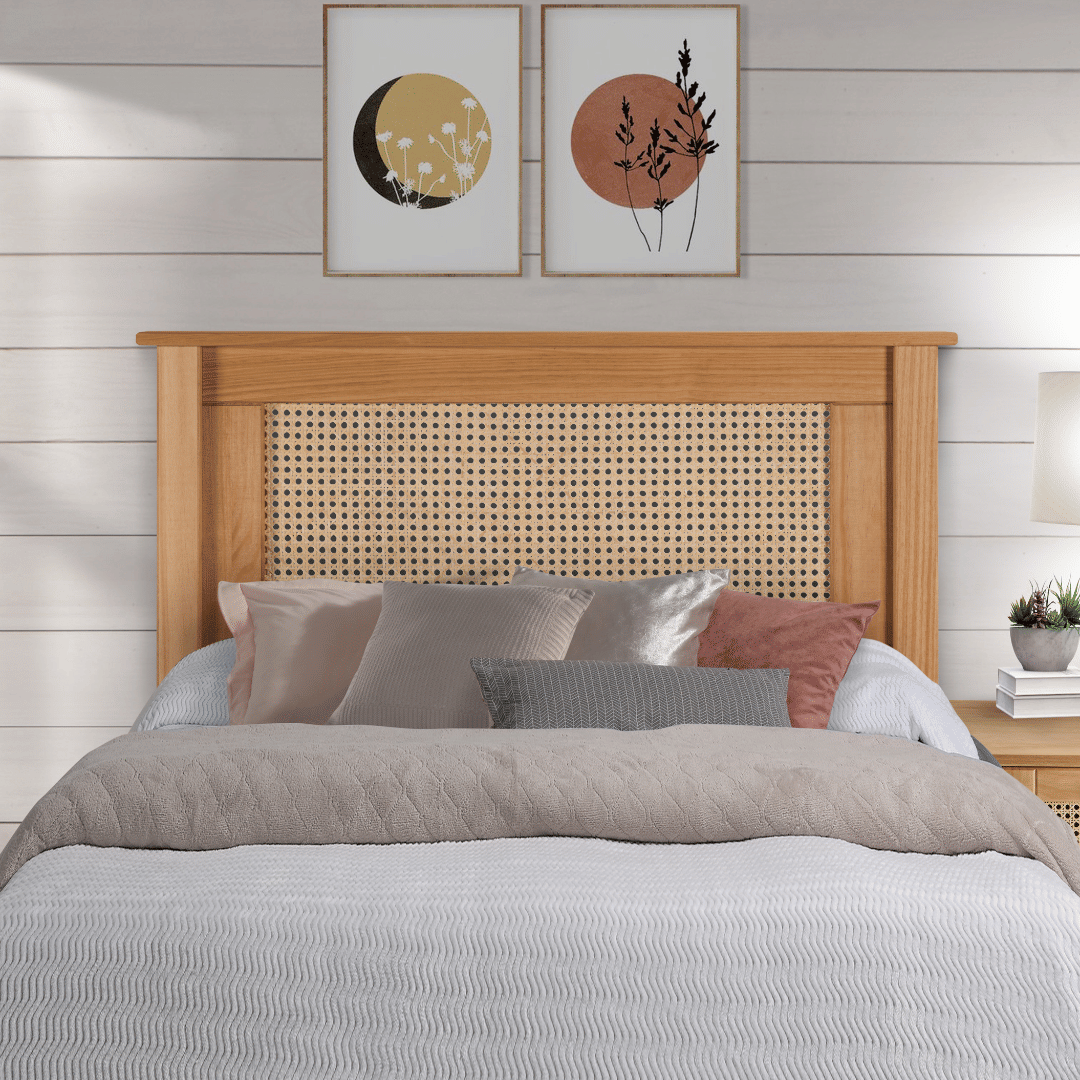 Kit Cabeceira SOLTEIRO + Cômoda + Mesa de Cabeceira 2 Gavetas de Rattan Nature Kit Cabeceira SOLTEIRO + Cômoda + Mesa de Cabeceira 2 Gavetas de Rattan Nature