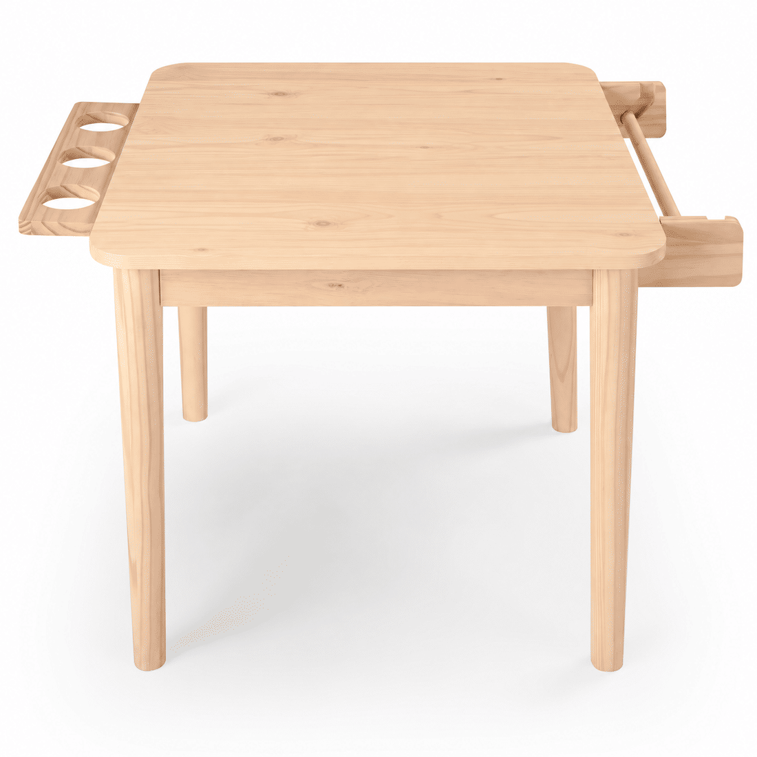 Mesa Infantil Quadrada de Madeira Maciça 61cm Natural com Porta-Lápis e Suporte para Papel