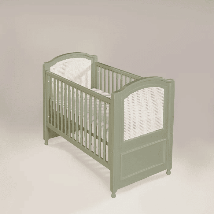 Berço Americano Feliz 2 em 1 Verde Pistache e Palha Branca