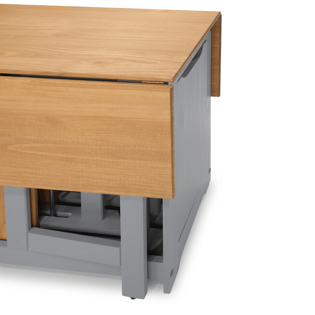 Mesa Dobrável Borboleta com 4 Cadeiras em Madeira Maciça de Pinus Cinza Cera