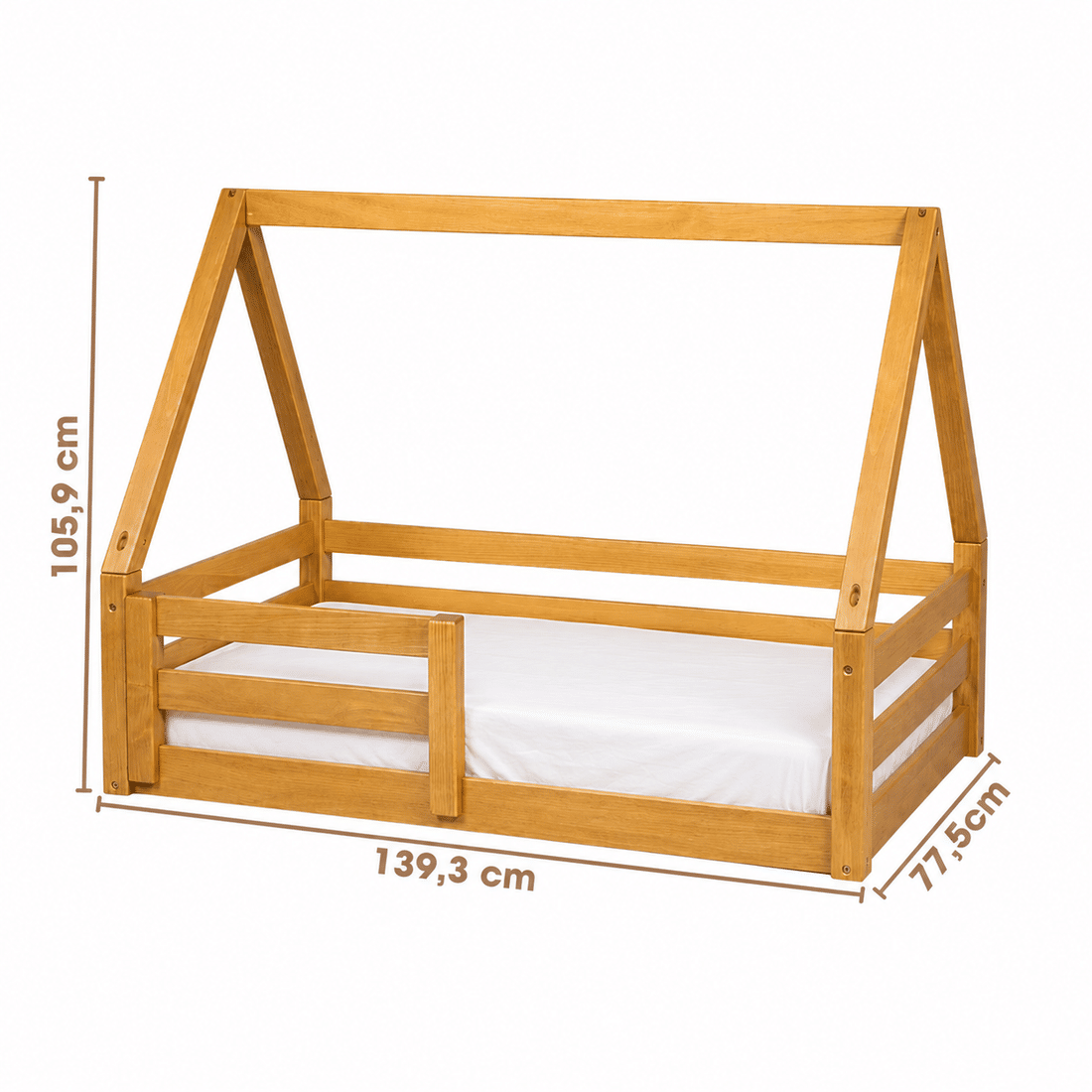 Mini Cama Infantil Montessoriana Casinha Bloomie em Madeira Maciça Pinus Mel Mini Cama Infantil Montessoriana Casinha Bloomie em Madeira Maciça Pinus Mel