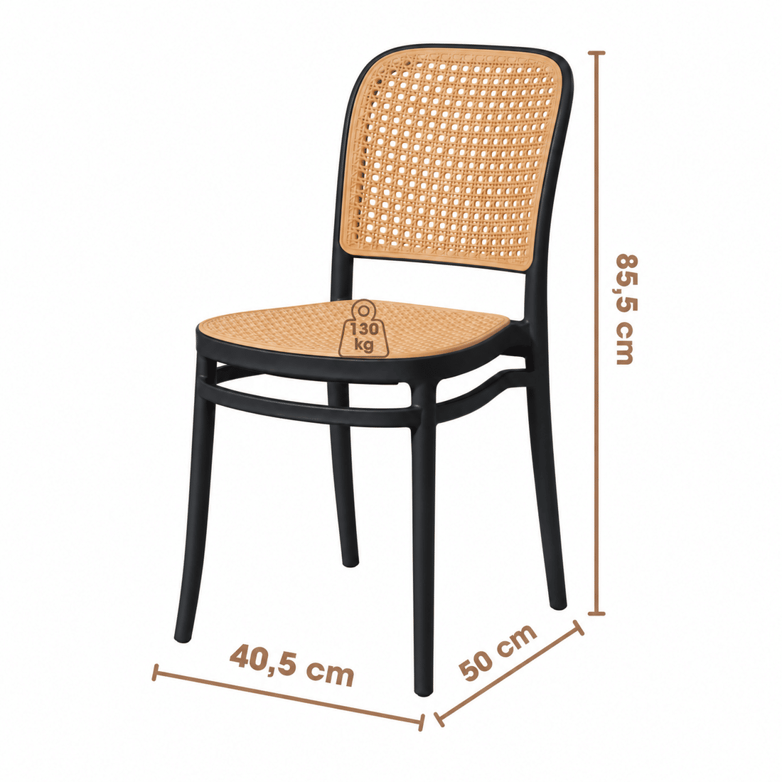 Cadeira Capri em Polipropileno Preta com Encosto e Assento em Rattan Sintético Cadeira Capri em Polipropileno Preta com Encosto e Assento em Rattan Sintético