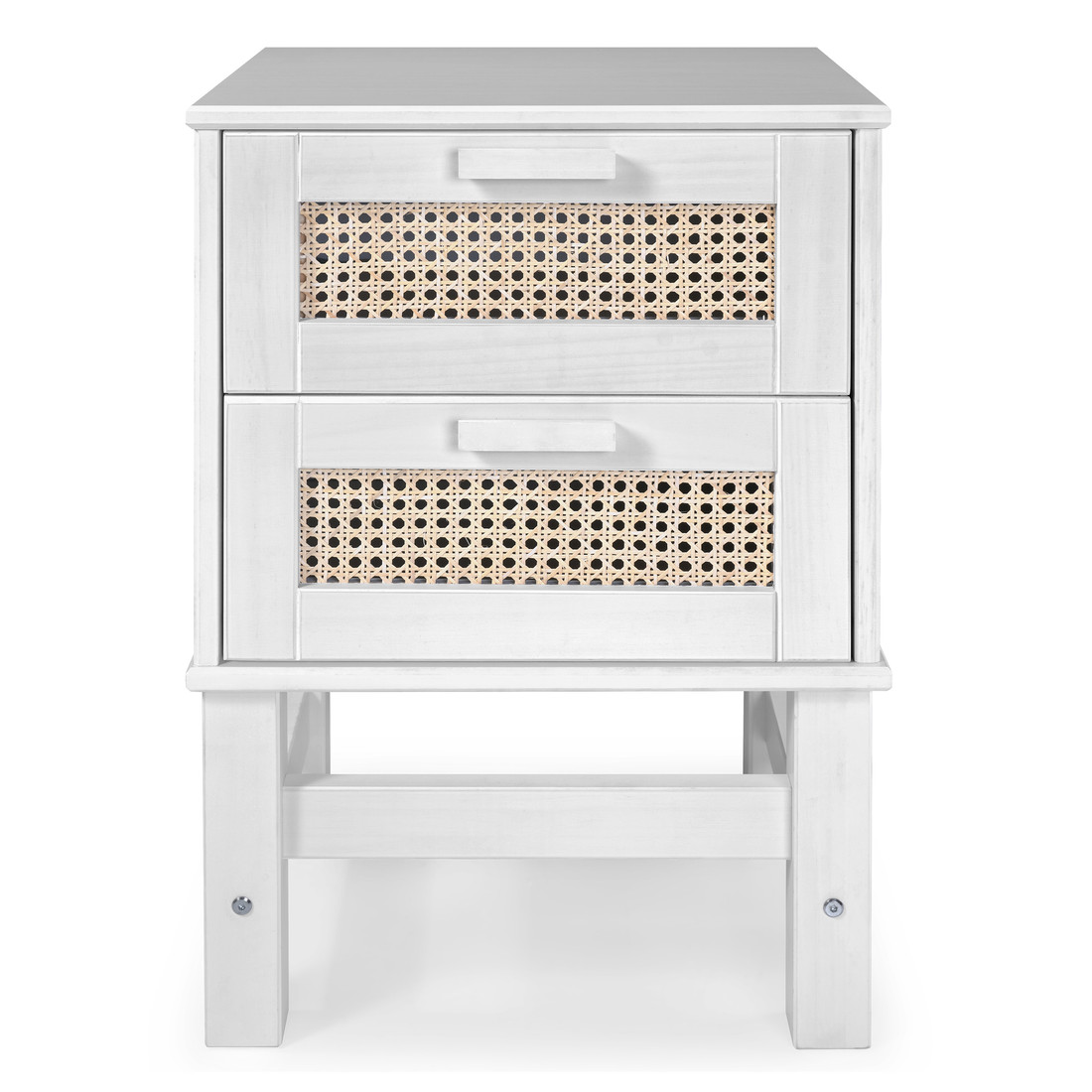 Mesa de Cabeceira Nature Rattan 02 Gavetas na Cor Branca