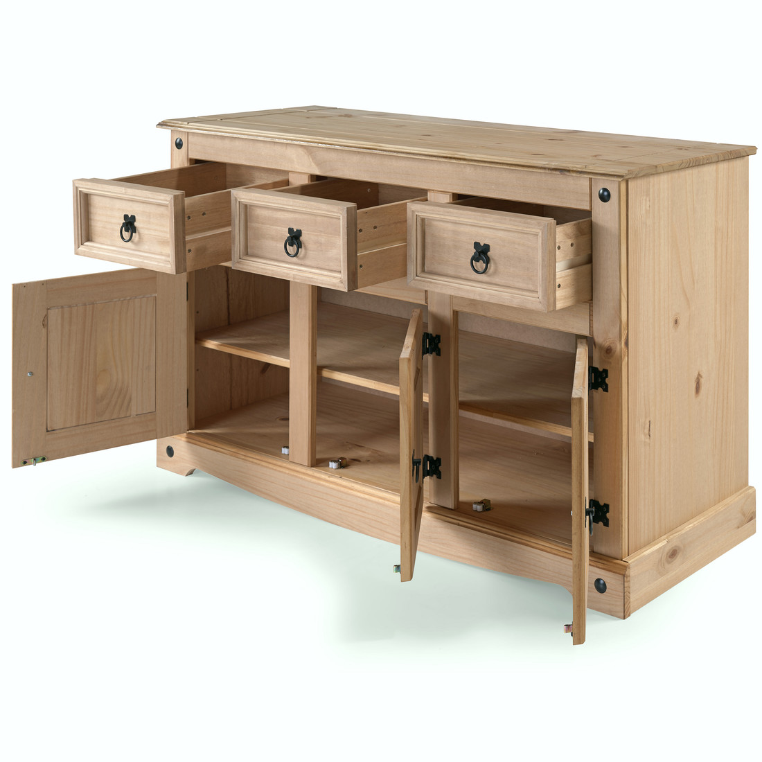 Balcão Buffet Grande em Madeira Maciça 3 Gavetas e 3 Portas