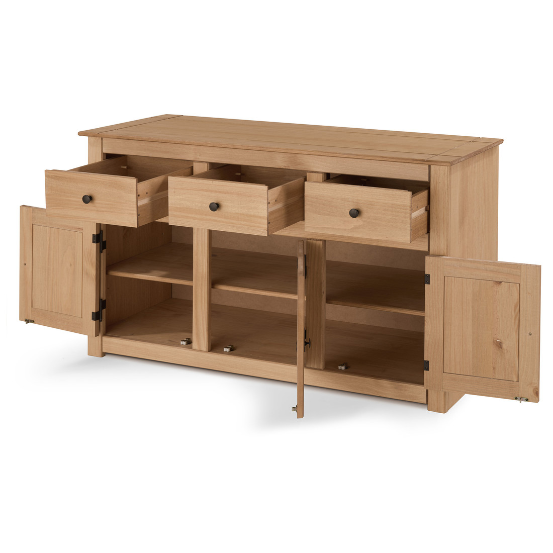 Balcão Buffet de Madeira Maciça com 3 Gavetas e 3 Portas Design Clássico Balcão Buffet de Madeira Maciça com 3 Gavetas e 3 Portas Design Clássico