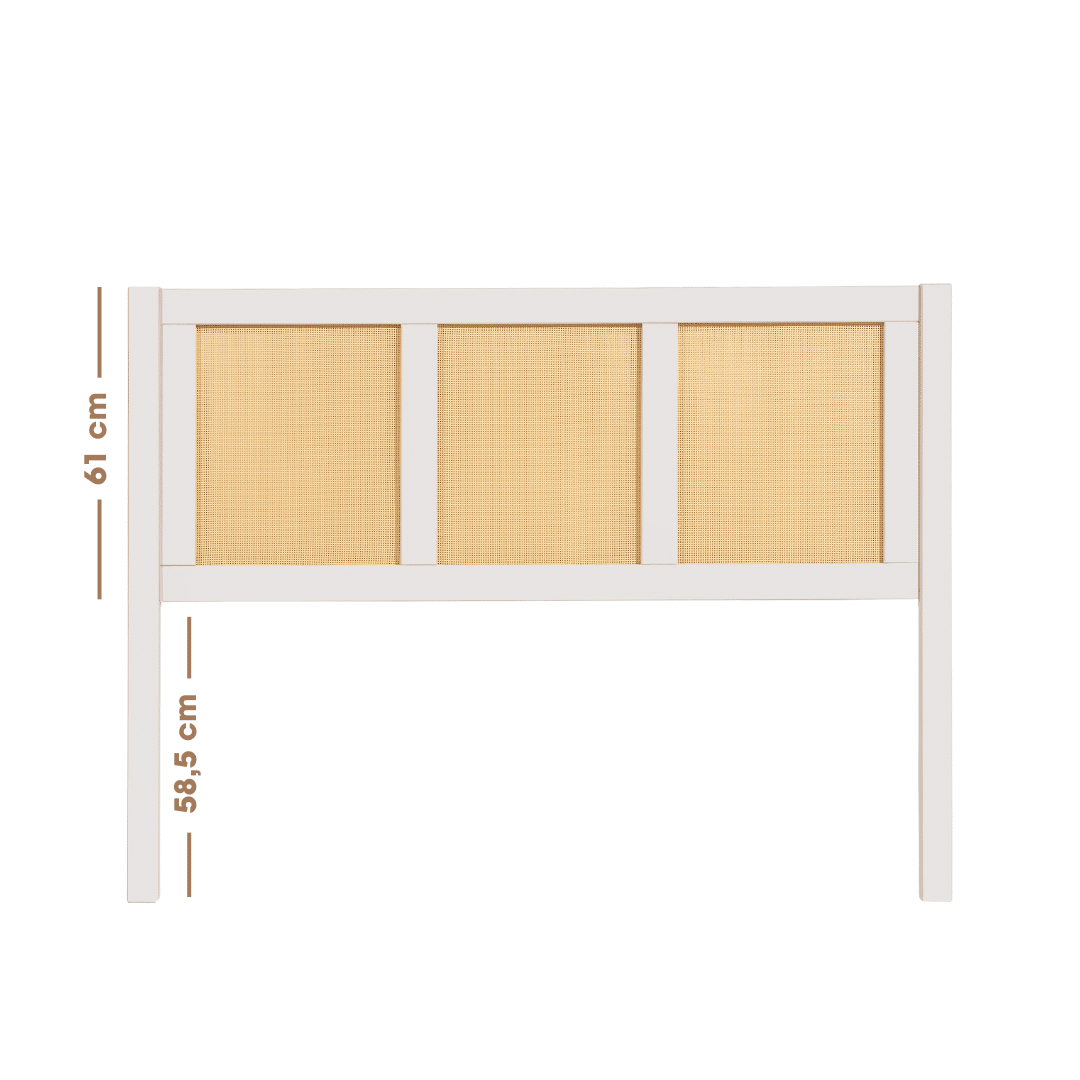 Cabeceira de Cama QUEEN 160cm Paglia Madeira e Rattan na Cor Branca Cabeceira de Cama QUEEN 160cm Paglia Madeira e Rattan na Cor Branca