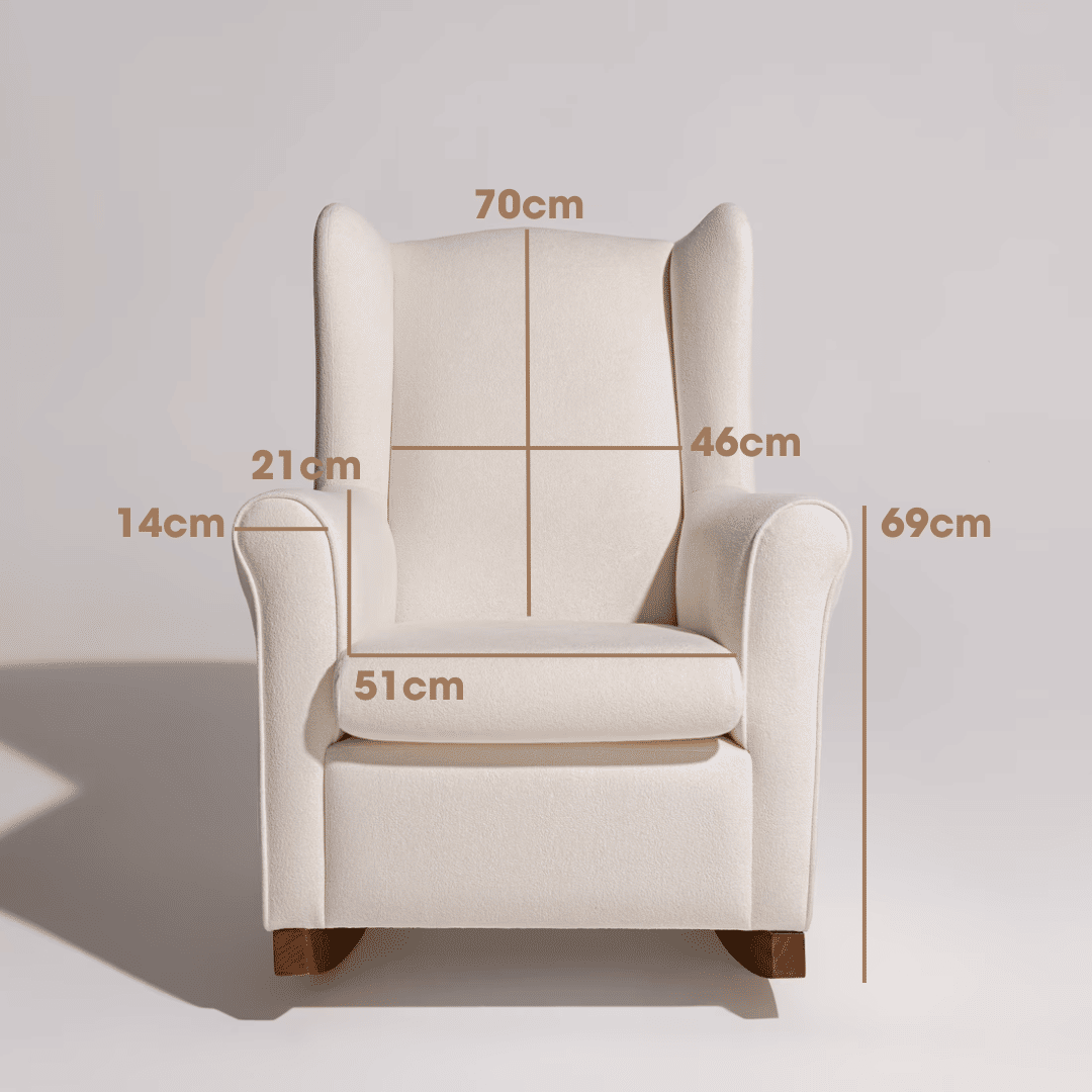 Poltrona de Amamentação Cloud com Balanço e Puff Bouclé Branco Poltrona de Amamentação Cloud com Balanço e Puff Bouclé Branco