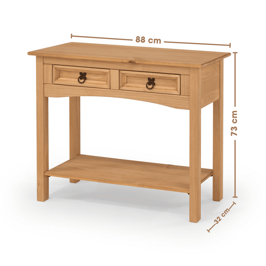 Aparador Madeira Maciça 2 Gavetas e 1 Prateleira 88 cm