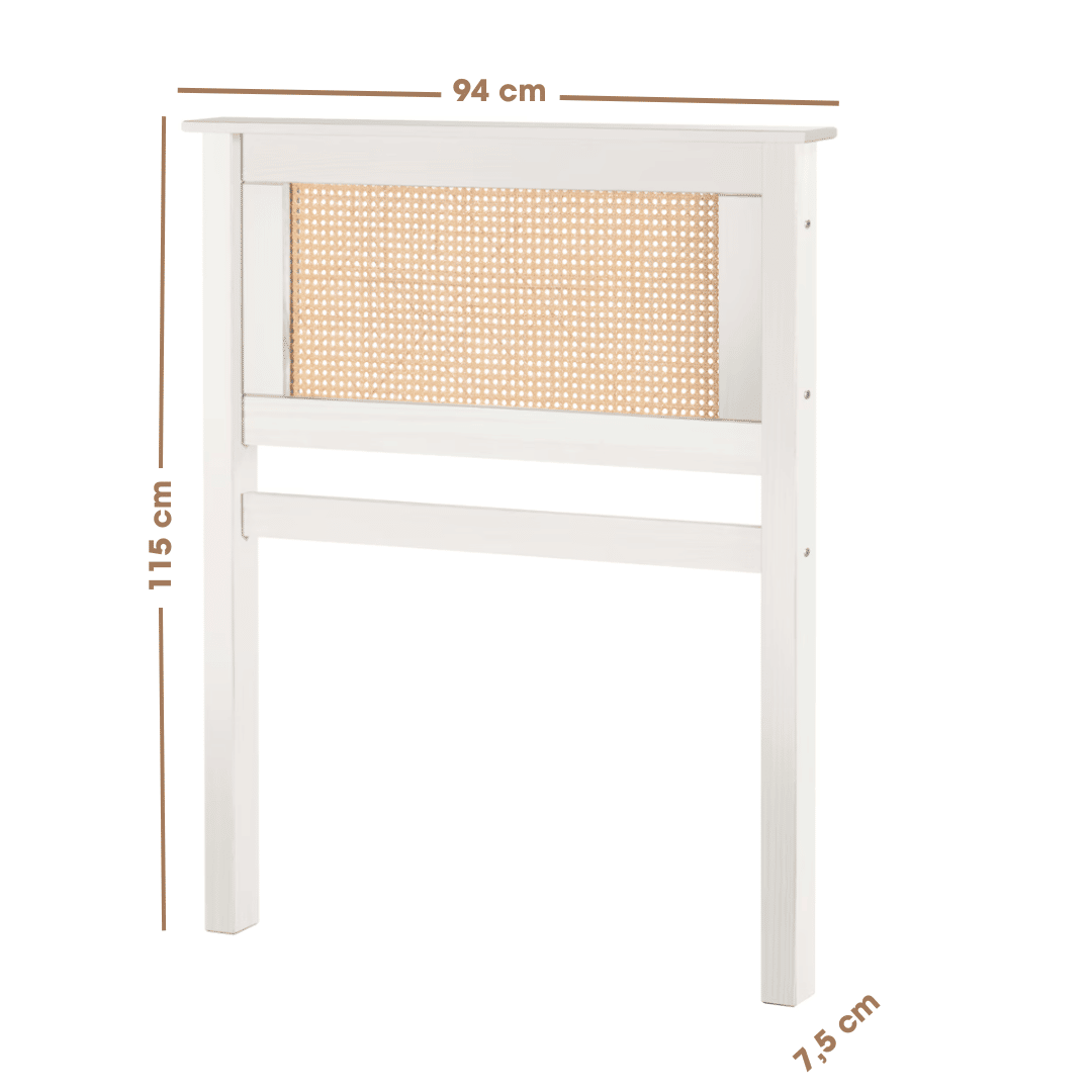 Kit Cabeceira SOLTEIRO + Mesa de Cabeceira 2 Gavetas de Rattan Nature na Cor branca Kit Cabeceira SOLTEIRO + Mesa de Cabeceira 2 Gavetas de Rattan Nature na Cor branca