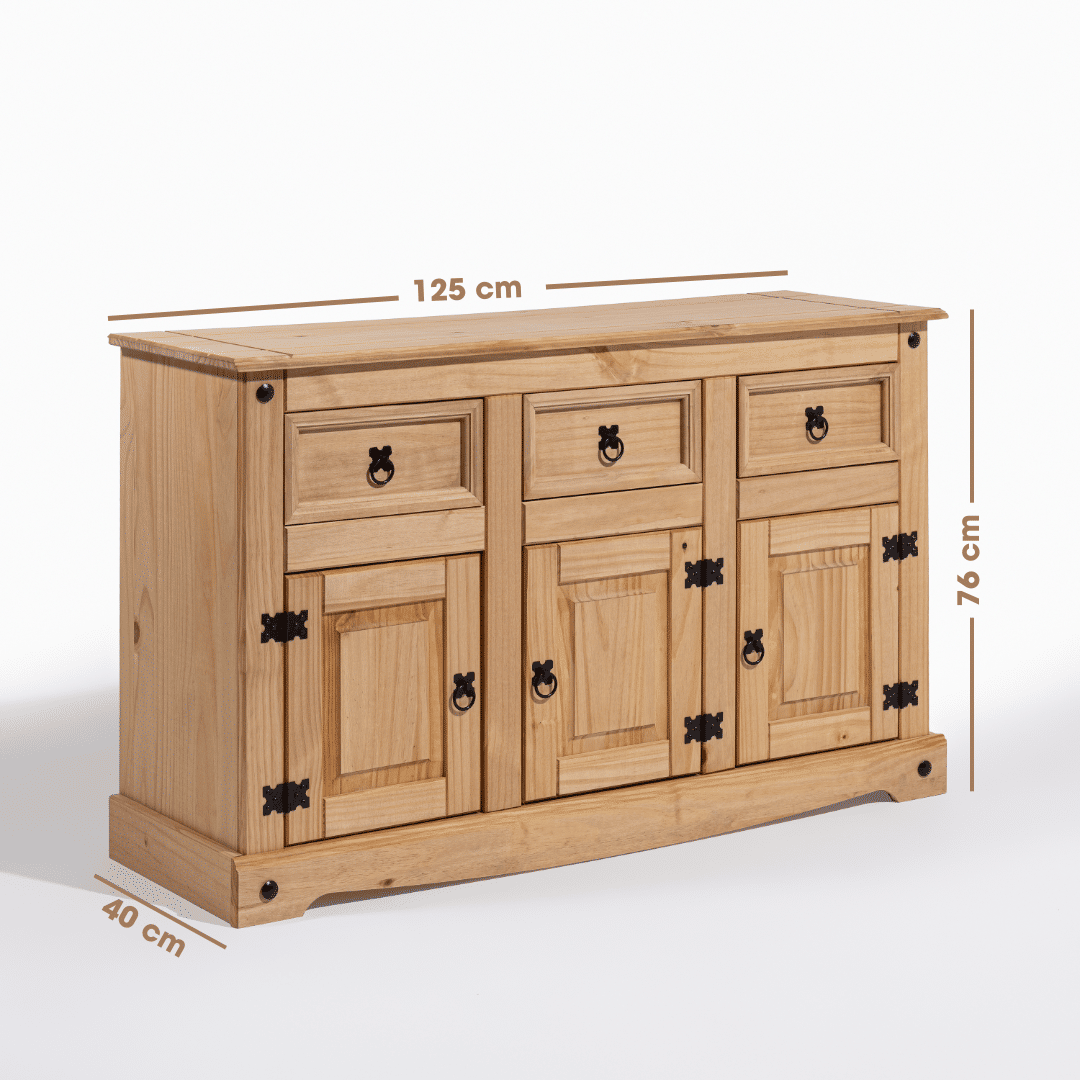 Balcão Buffet Grande em Madeira Maciça 3 Gavetas e 3 Portas