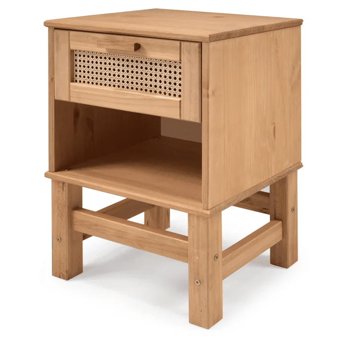 Mesa de Cabeceira Nature Rattan Gaveta e Nicho Mesa de Cabeceira Nature Rattan Gaveta e Nicho