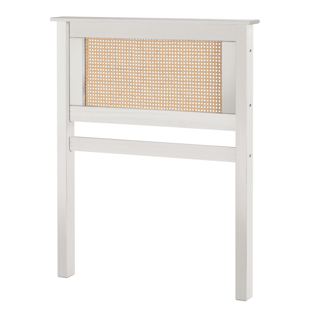 Cabeceira de Cama SOLTEIRO 94 cm Nature Madeira e Rattan na Cor Branca