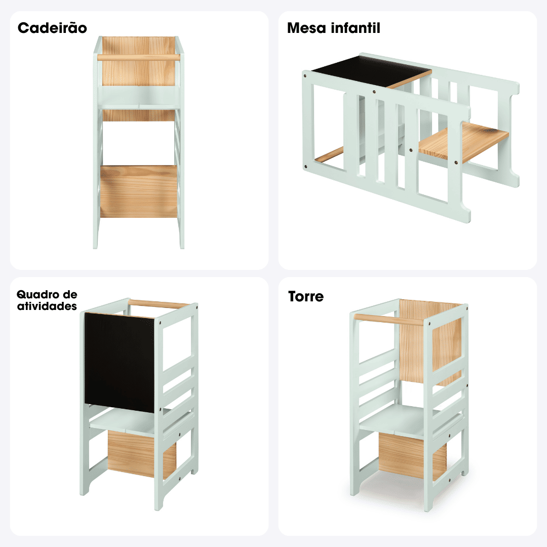 Torre de Aprendizagem Montessoriana 4 em 1 Verde